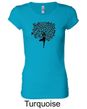 Ladies Yoga Shirt Black Tree Pose Longer Length Tee T-Shirt