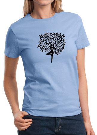 Ladies Yoga Shirt Black Tree Pose Tee T-Shirt