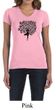 Ladies Yoga Shirt Black Tree Pose V-neck Tee T-Shirt