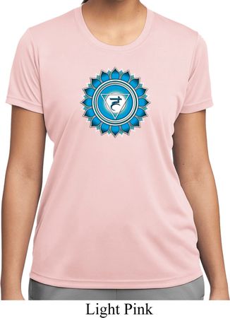 Ladies Yoga Shirt Blue Vishuddha Moisture Wicking Tee T-Shirt