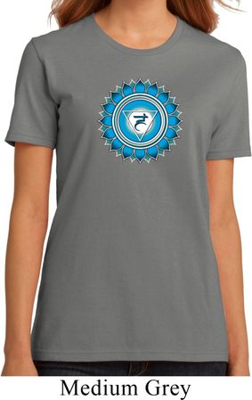 Ladies Yoga Shirt Blue Vishuddha Organic Tee T-Shirt