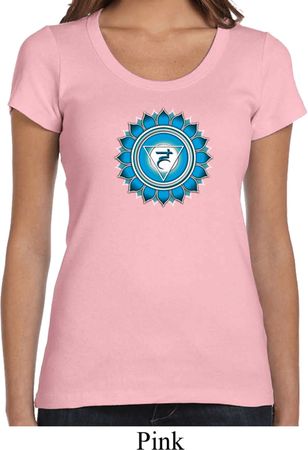 Ladies Yoga Shirt Blue Vishuddha Scoop Neck Tee T-Shirt