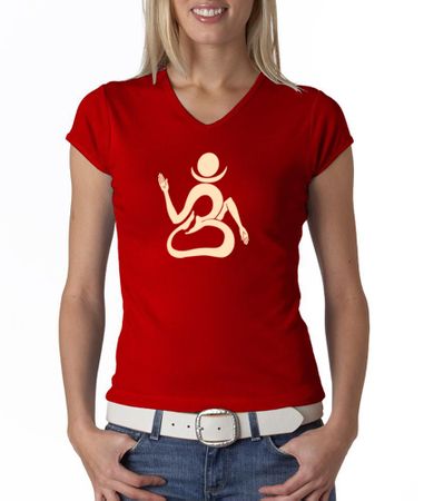 Ladies Yoga Shirt Body OM V-neck Tee T-Shirt