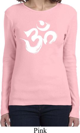 Ladies Yoga Shirt Brushstroke Aum Long Sleeve Tee T-Shirt