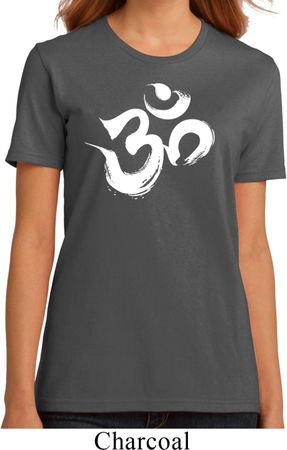 Ladies Yoga Shirt Brushstroke Aum Organic Tee T-Shirt