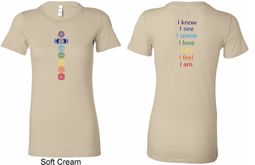 Ladies Yoga Shirt Chakra Words Front and Back Longer Length Shirt
