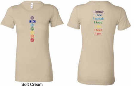Ladies Yoga Shirt Chakra Words Front and Back Longer Length Shirt