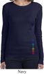 Ladies Yoga Shirt Colored Chakras Bottom Print Long Sleeve Tee T-Shirt