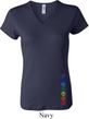 Ladies Yoga Shirt Colored Chakras Bottom Print V-neck Tee T-Shirt