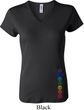 Ladies Yoga Shirt Colored Chakras Bottom Print V-neck Tee T-Shirt