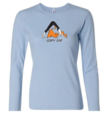 Ladies Yoga Shirt Copy Cat Long Sleeve Tee T-Shirt