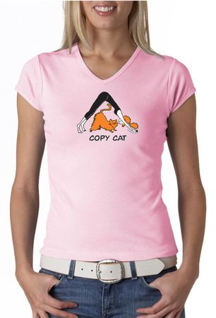 Ladies Yoga Shirt Copy Cat V-neck Tee T-Shirt