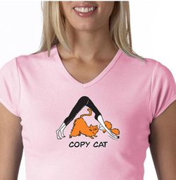 Ladies Yoga Shirt Copy Cat V-neck Tee T-Shirt