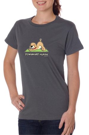 Ladies Yoga Shirt Downward Human Organic Tee T-Shirt