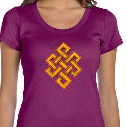 Ladies Yoga Shirt Endless Knot Scoop Neck Tee T-Shirt
