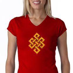 Ladies Yoga Shirt Endless Knot V-neck Tee T-Shirt