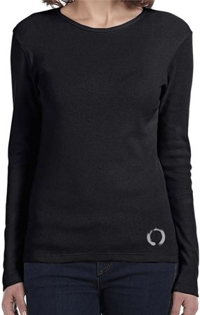 Ladies Yoga Shirt Enso Bottom Print Long Sleeve Tee T-Shirt