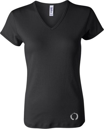 Ladies Yoga Shirt Enso Bottom Print V-neck Tee T-Shirt