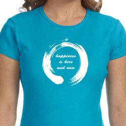 Ladies Yoga Shirt Enso Happiness Crewneck Tee T-Shirt