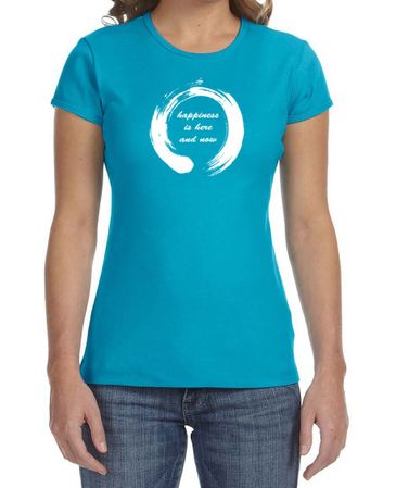 Ladies Yoga Shirt Enso Happiness Crewneck Tee T-Shirt