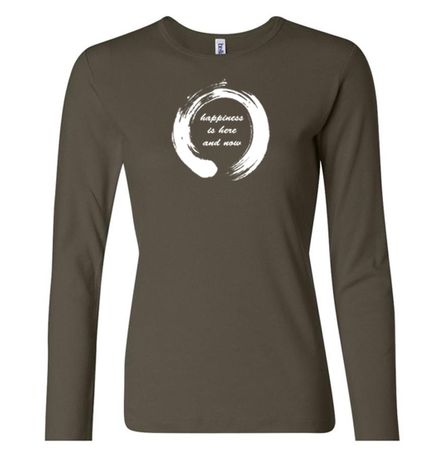 Ladies Yoga Shirt Enso Happiness Long Sleeve Tee T-Shirt