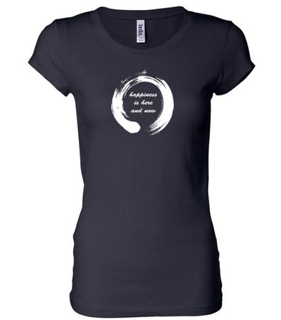 Ladies Yoga Shirt Enso Happiness Longer Length Tee T-Shirt