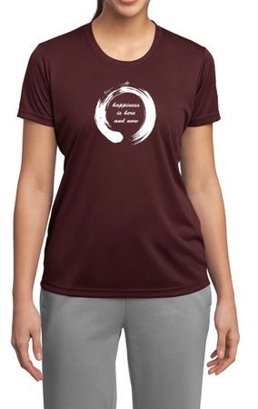 Ladies Yoga Shirt Enso Happiness Moisture Wicking Tee T-Shirt
