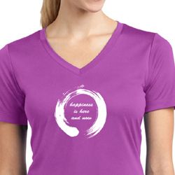 Ladies Yoga Shirt Enso Happiness Moisture Wicking V-neck Tee T-Shirt