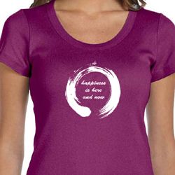 Ladies Yoga Shirt Enso Happiness Scoop Neck Tee T-Shirt