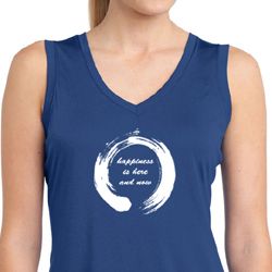 Ladies Yoga Shirt Enso Happiness Sleeveless Moisture Wicking Tee