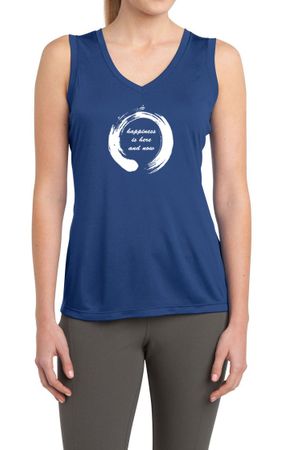 Ladies Yoga Shirt Enso Happiness Sleeveless Moisture Wicking Tee