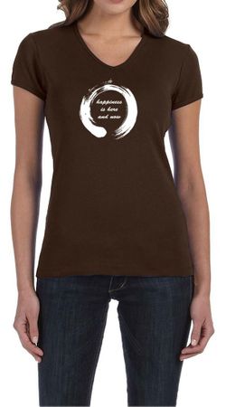 Ladies Yoga Shirt Enso Happiness V-neck Tee T-Shirt