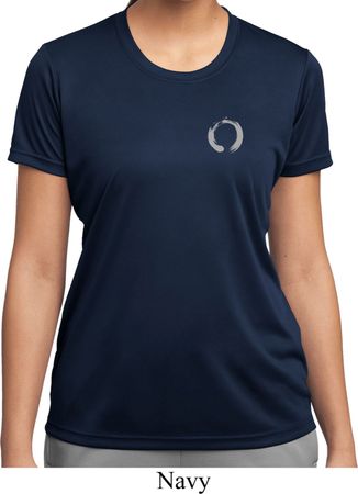 Ladies Yoga Shirt Enso Pocket Print Moisture Wicking Tee T-Shirt