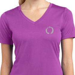 Ladies Yoga Shirt Enso Pocket Print Moisture Wicking V-neck Tee