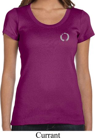 Ladies Yoga Shirt Enso Pocket Print Scoop Neck Tee T-Shirt