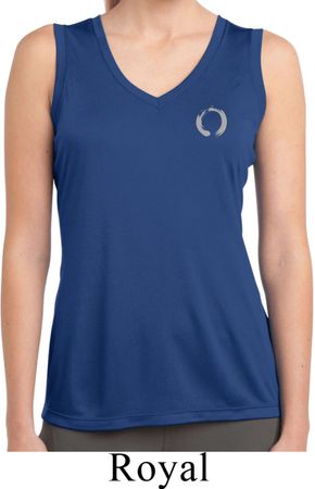 Ladies Yoga Shirt Enso Pocket Print Sleeveless Moisture Wicking Tee