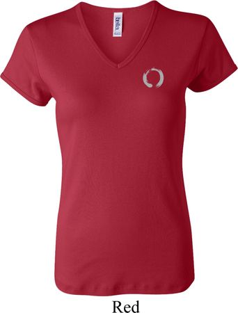 Ladies Yoga Shirt Enso Pocket Print V-neck Tee T-Shirt