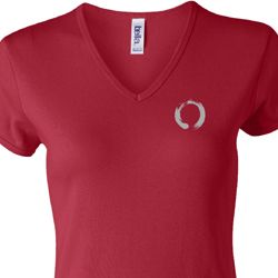 Ladies Yoga Shirt Enso Pocket Print V-neck Tee T-Shirt