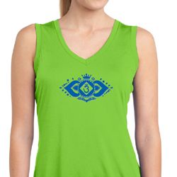 Ladies Yoga Shirt Floral Ajna Sleeveless Moisture Wicking Tee T-Shirt