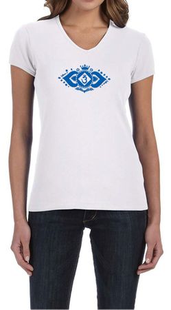 Ladies Yoga Shirt Floral Ajna V-neck Tee T-Shirt