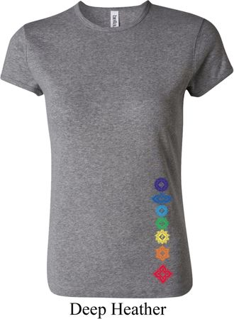 Ladies Yoga Shirt Floral Chakras Bottom Print Crewneck Tee T-Shirt