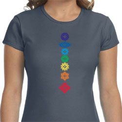 Ladies Yoga Shirt Floral Chakras Crewneck Tee T-Shirt