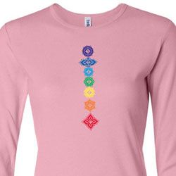 Ladies Yoga Shirt Floral Chakras Long Sleeve Tee T-Shirt