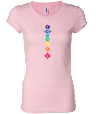 Ladies Yoga Shirt Floral Chakras Longer Length Tee T-Shirt