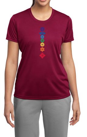 Ladies Yoga Shirt Floral Chakras Moisture Wicking Tee T-Shirt