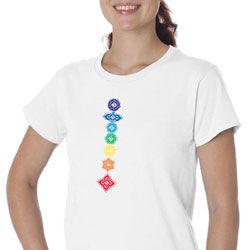 Ladies Yoga Shirt Floral Chakras Organic Tee T-Shirt
