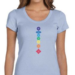 Ladies Yoga Shirt Floral Chakras Scoop Neck Tee T-Shirt