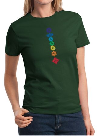 Ladies Yoga Shirt Floral Chakras Tee T-Shirt