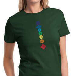 Ladies Yoga Shirt Floral Chakras Tee T-Shirt