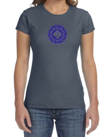 Ladies Yoga Shirt Floral Sahasrara Crewneck Tee T-Shirt